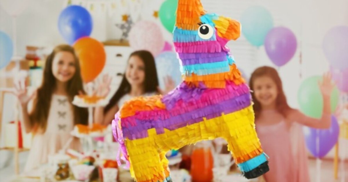 A piñata at a children's party is a symbol of fun and childhood memories