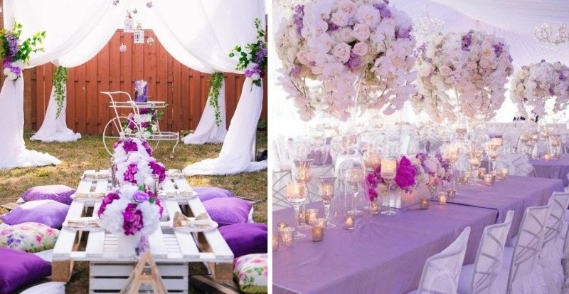 пурпурные цветы для свадьбы